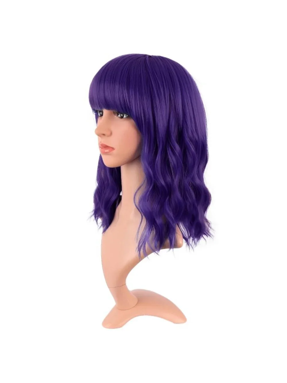 Women's Dark Purple 14 Inch Fresh Bright Synthetic Ordinary Short Wavy Curly Wig